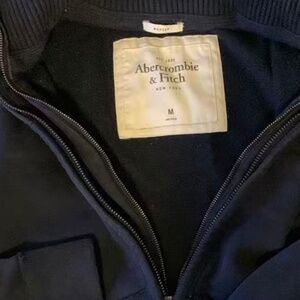 Abercrombie &Fitch Men double zipped thick cotton hoodie, Navy blue, size M